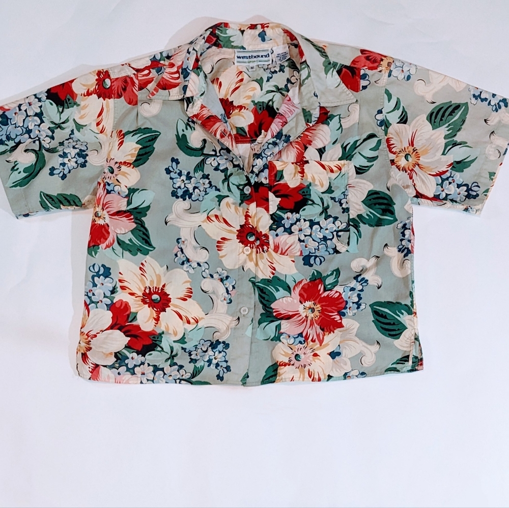 Vintage 90s floral print button up shirt